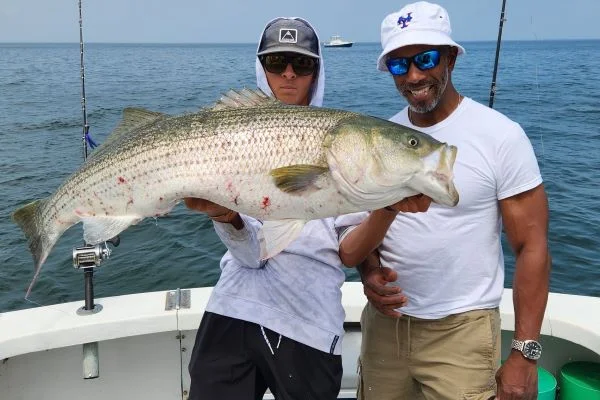 Trophy Stripers on Cape Cod Bay aboard the Janine B